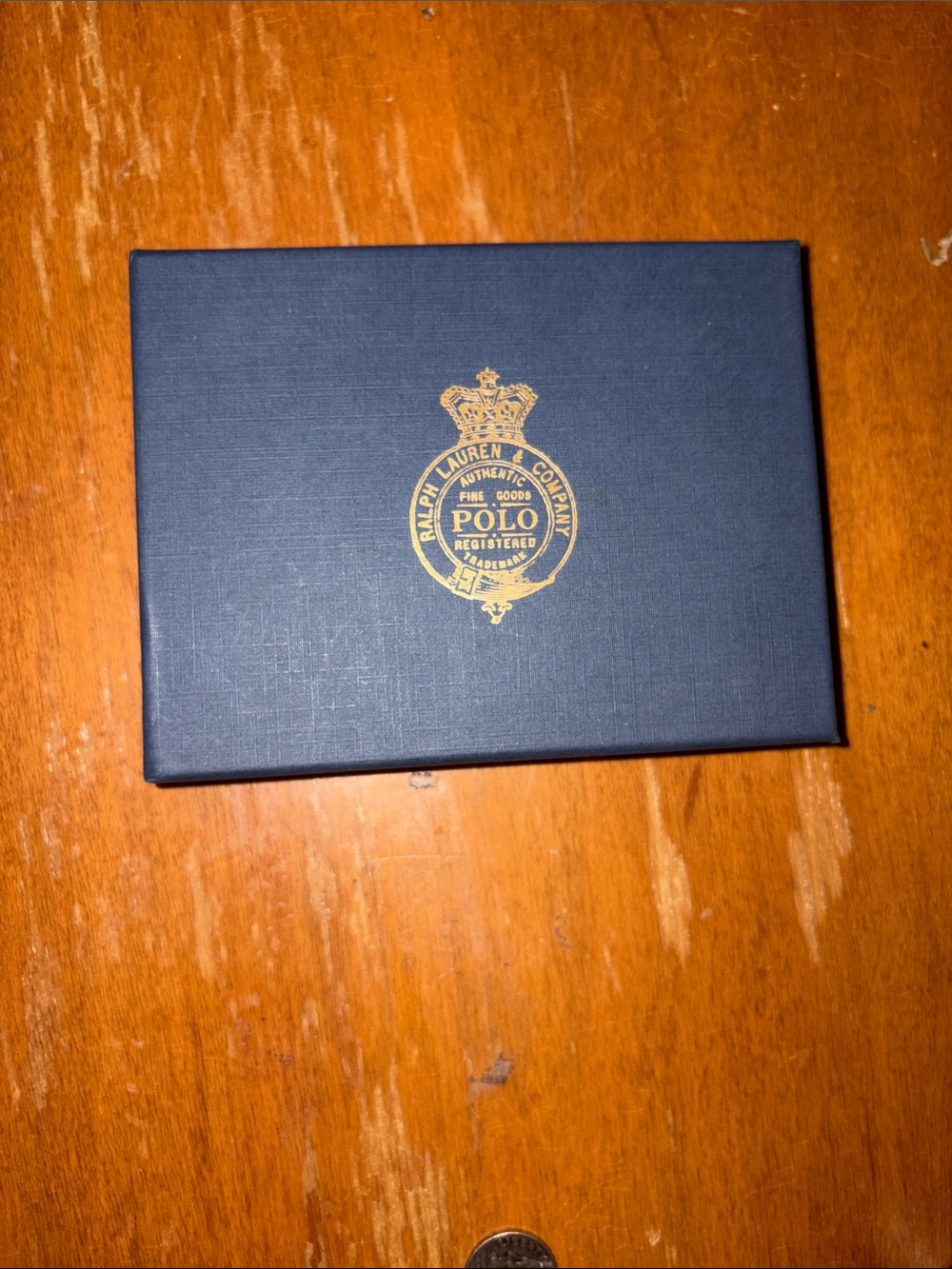 Polo by Ralph Lauren Navy and Green Plaid Leather Wallet with Gold Logo - Picture 4 of 4
